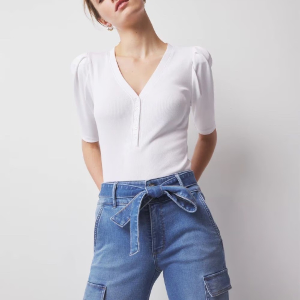 White House Black Market WHBM FORME™ Ribbed Stretch Henley